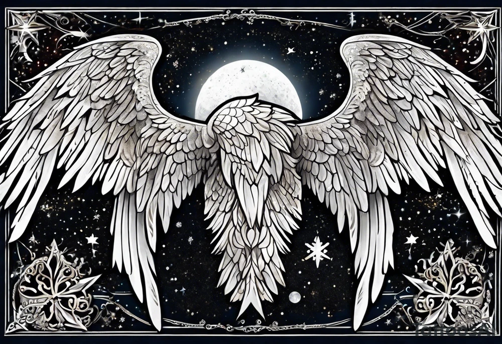Constellation, Angel wing , animal  snow , cross tattoo idea
