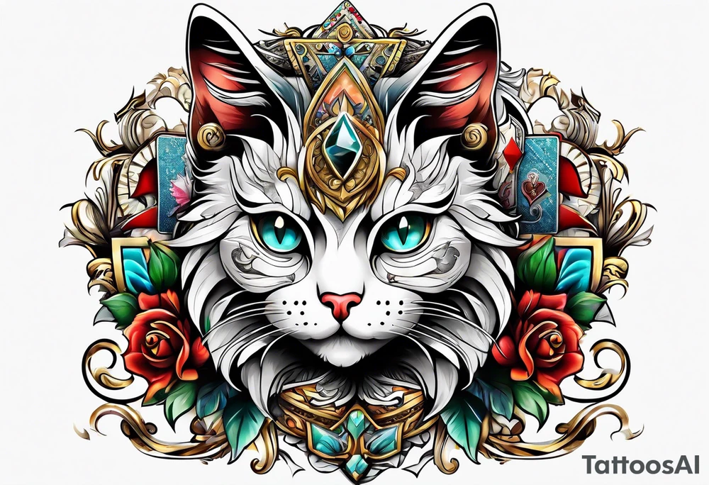 Cat made out of playing cards tattoo idea