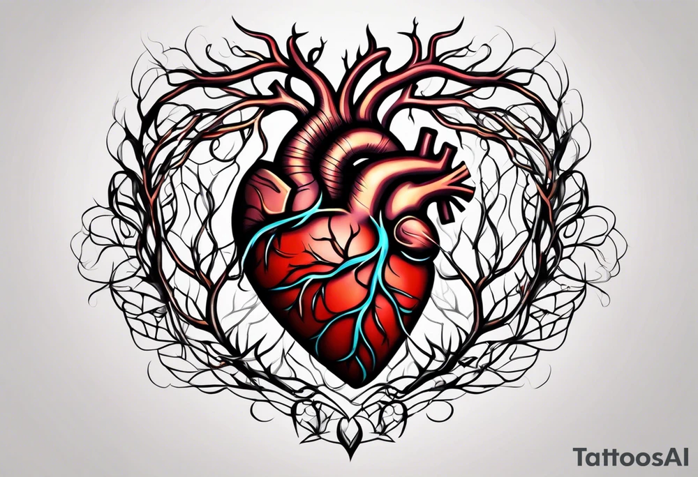 Heart with roots tattoo idea