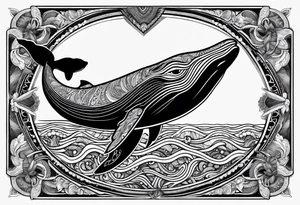 Backwards Breaching North Pacific humpback whale paisley tattoo idea