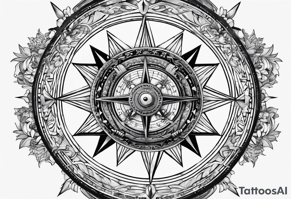 Compass for direction and guidance and samurai sword tattoo idea