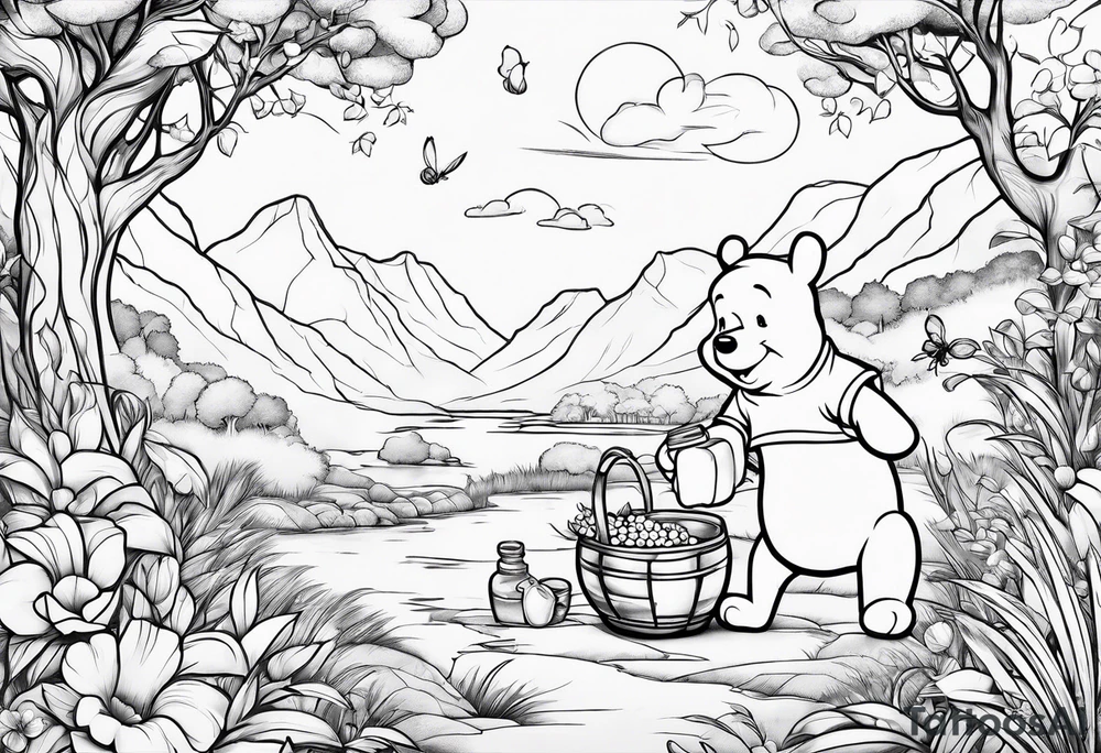 Winnie Pooh eating honey tattoo idea