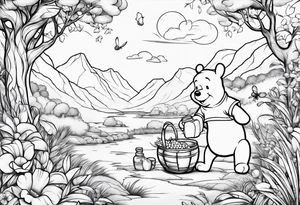 Winnie Pooh eating honey tattoo idea