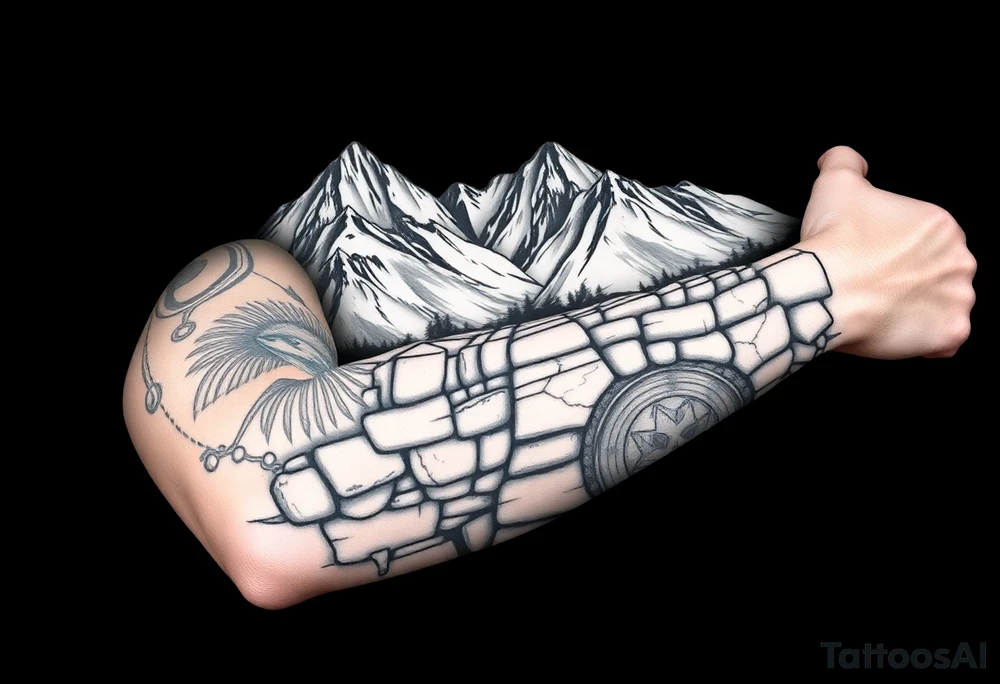 grand Teton mountains,  Vermont mountains, rock retaining wall, Moab arches tattoo idea