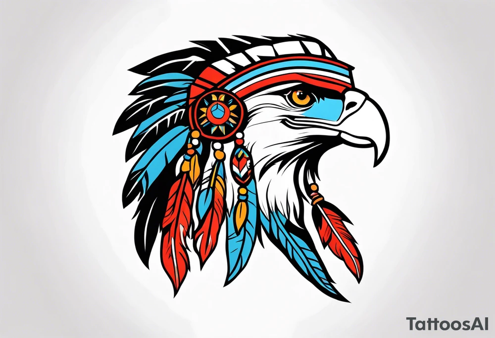 Eagle with Native American bonnet tattoo idea