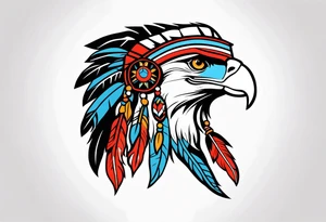 Eagle with Native American bonnet tattoo idea