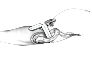 The cross impales the snake tattoo idea