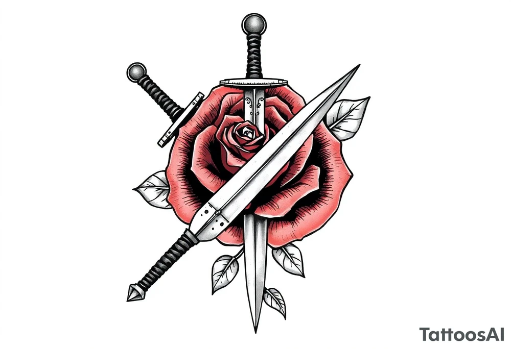 broken sword through a rose tattoo idea