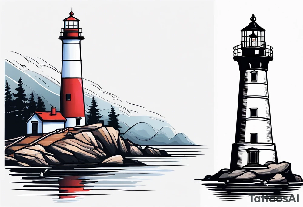 lighthouse, framed, minimalism tattoo idea