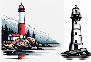 lighthouse, framed, minimalism tattoo idea
