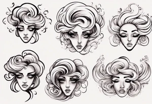 feminine cloud with eyes and Long eye lashes blowing smoke tattoo idea