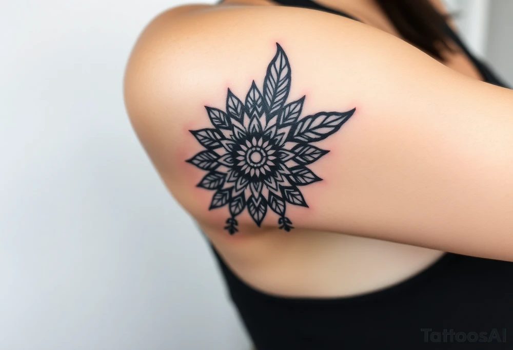 spiritual feather indian mandala shaman tattoo idea