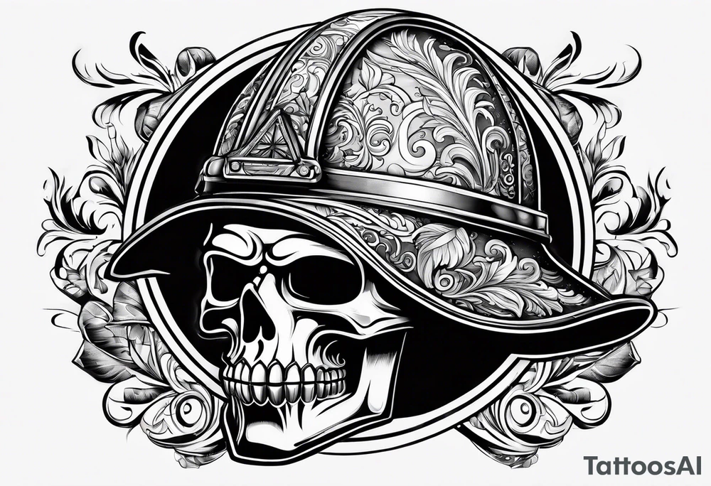 brandweerhelm met vuur en een halligan tool tattoo idea