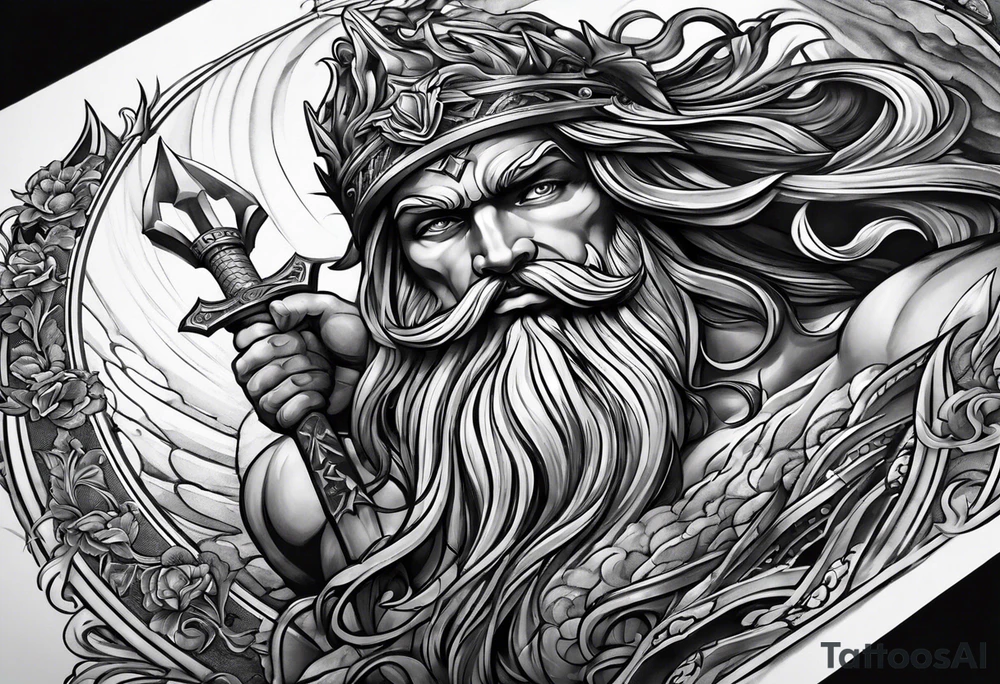 Poseidon mit umhang tattoo idea
