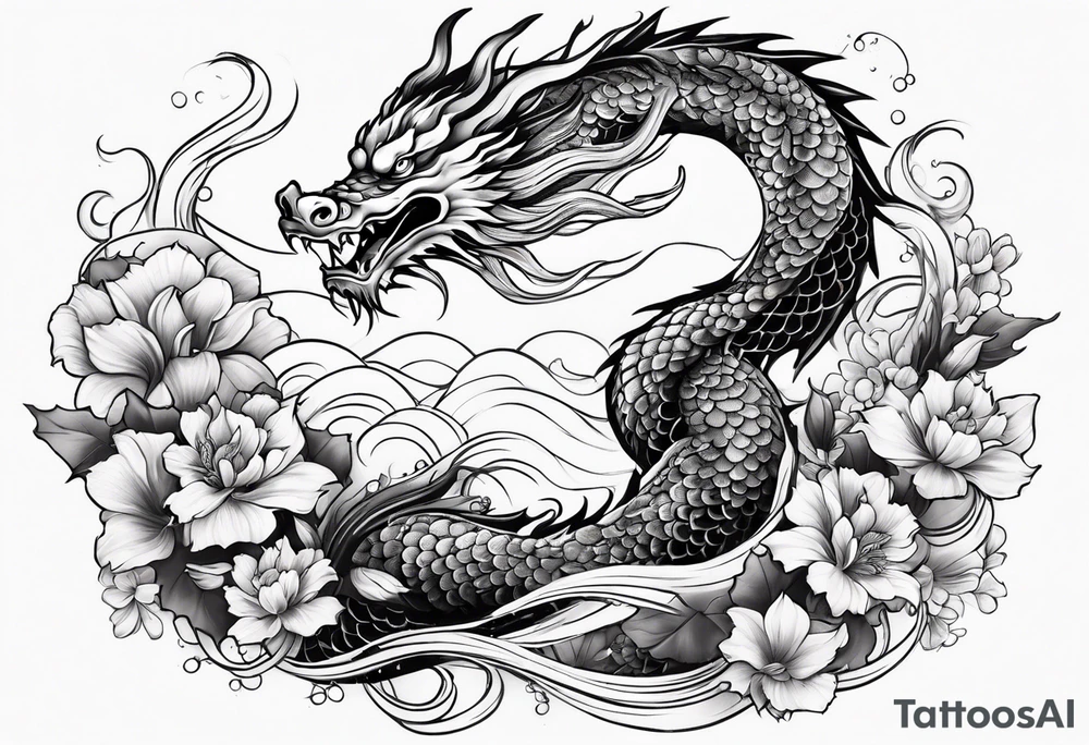 dragon and koi fish tattoo idea