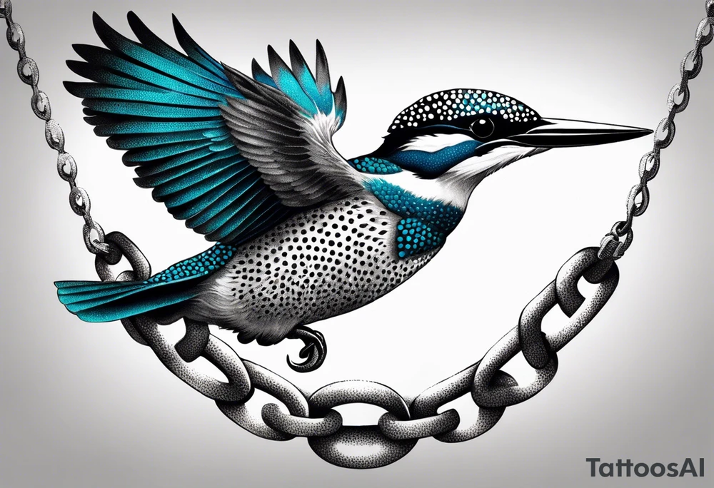 Kingfisher wrapped in chains tattoo idea