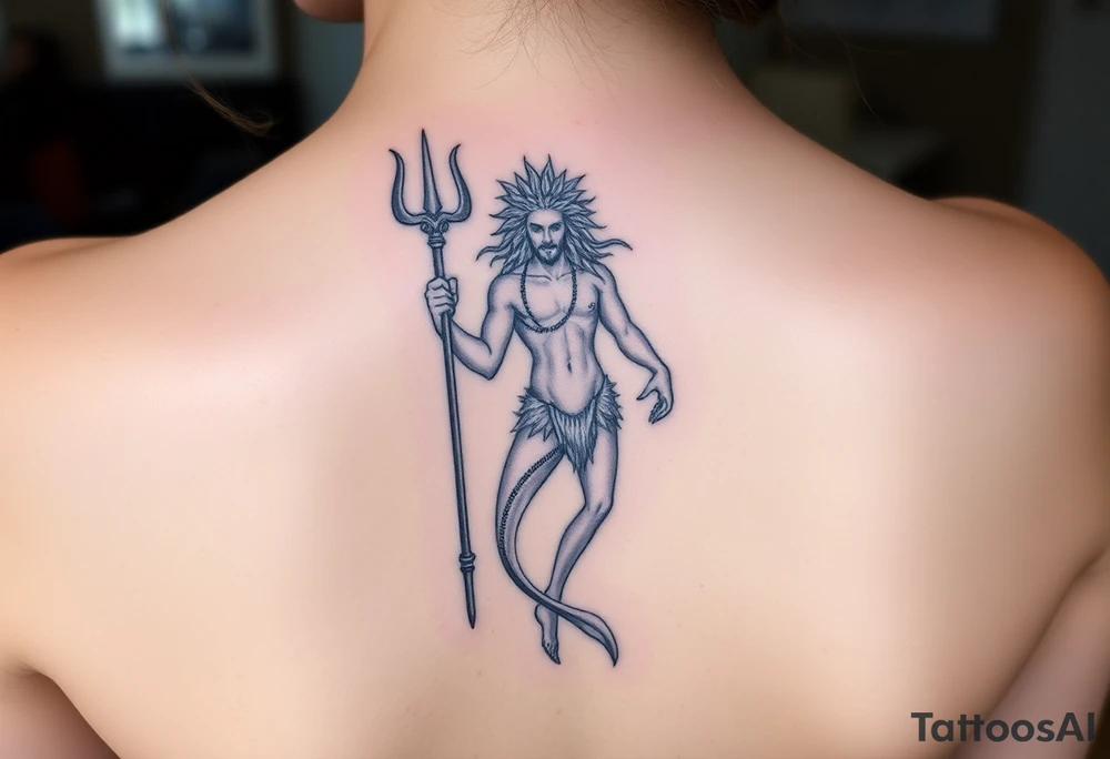 Neptune with trident tattoo idea