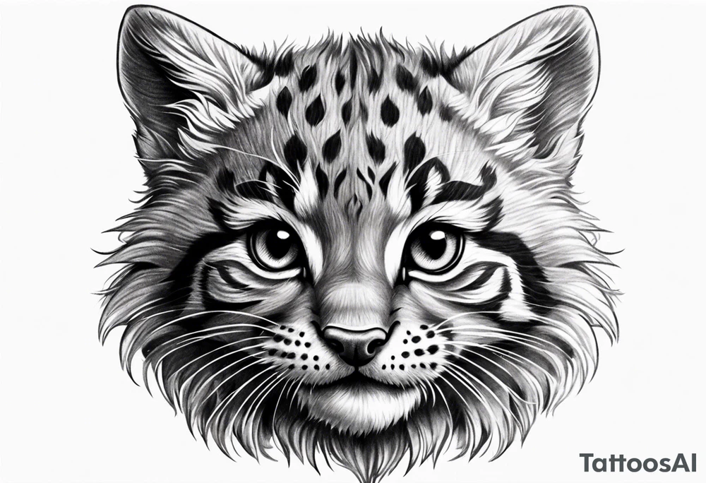 Super cute happy wildcat cub tattoo idea