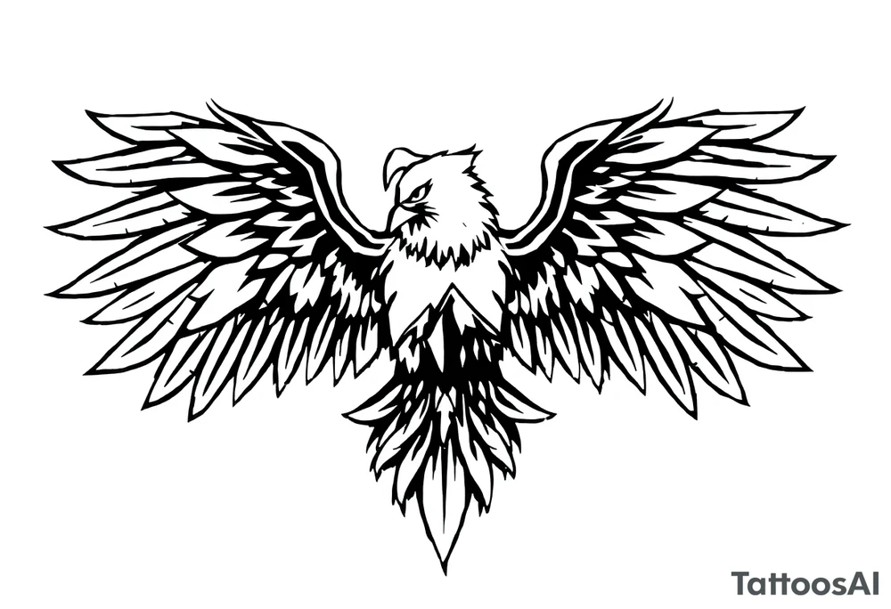 majestic eagle spreading wings against mountain peaks tattoo idea