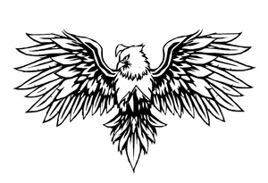 majestic eagle spreading wings against mountain peaks tattoo idea