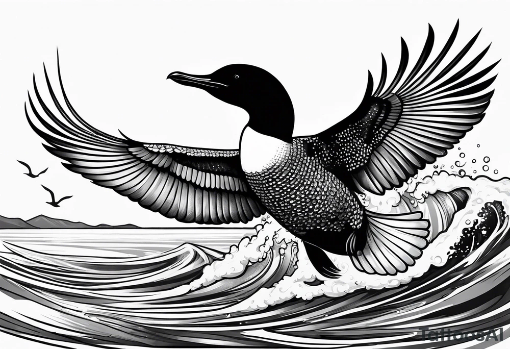 loon flying tattoo idea