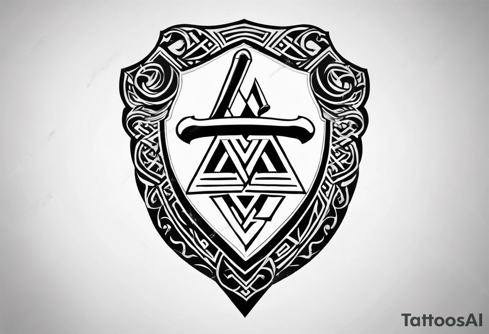 Valhalla shield sword axe valknut tattoo idea