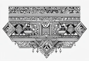 geometric hawaiian tradtional style arm band fill the outline of the big island of hawaii tattoo idea