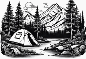 Camping in the forest tattoo idea