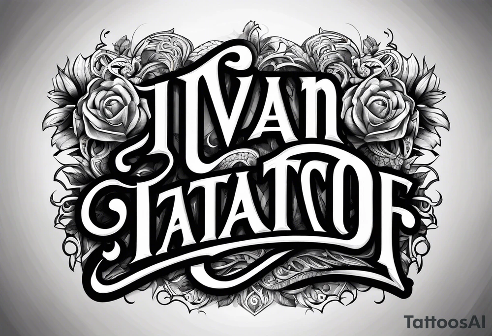 Lettering of the name Ivan tattoo idea