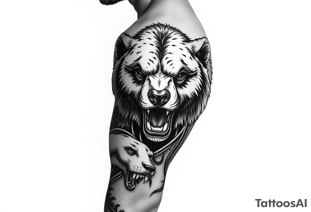 Powerful bear which protects tattoo idea