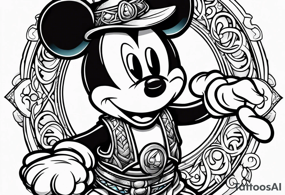 mickey mouse in mortal kombat style tattoo idea