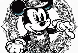 mickey mouse in mortal kombat style tattoo idea