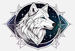 Constellation, animal wolf, géométric tattoo idea