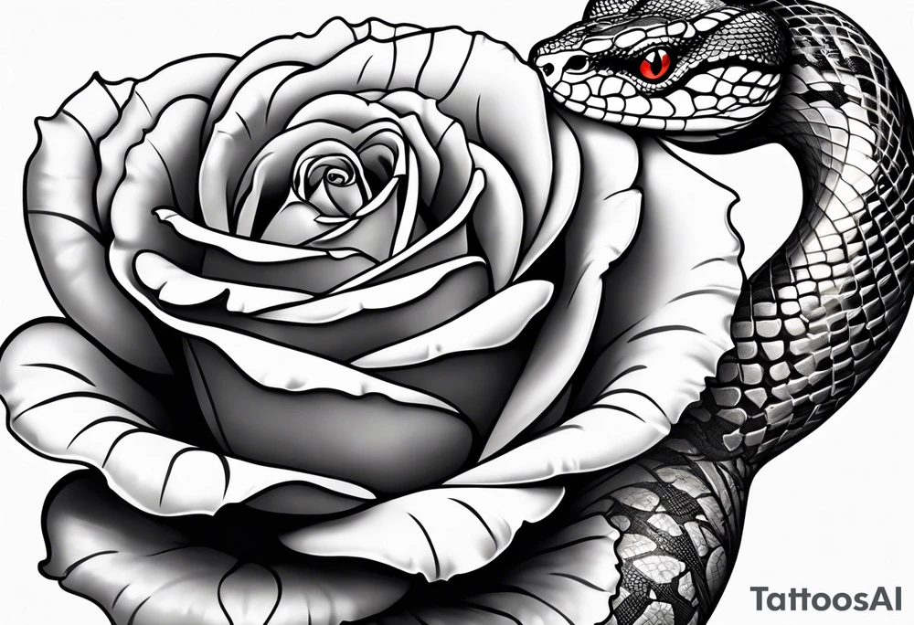 Snake wrapped around a rose stem tattoo idea