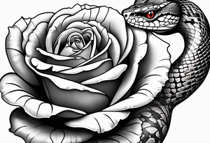 Snake wrapped around a rose stem tattoo idea
