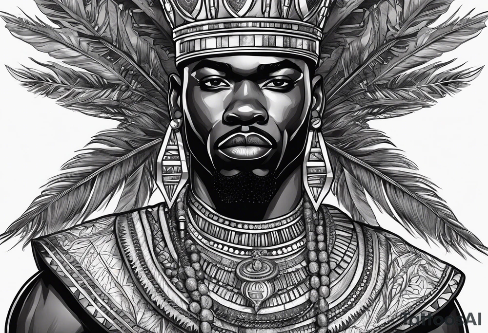 Black-skinned african king with a small silver crown tattoo idea