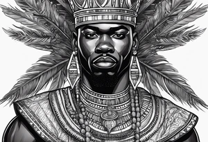Black-skinned african king with a small silver crown tattoo idea