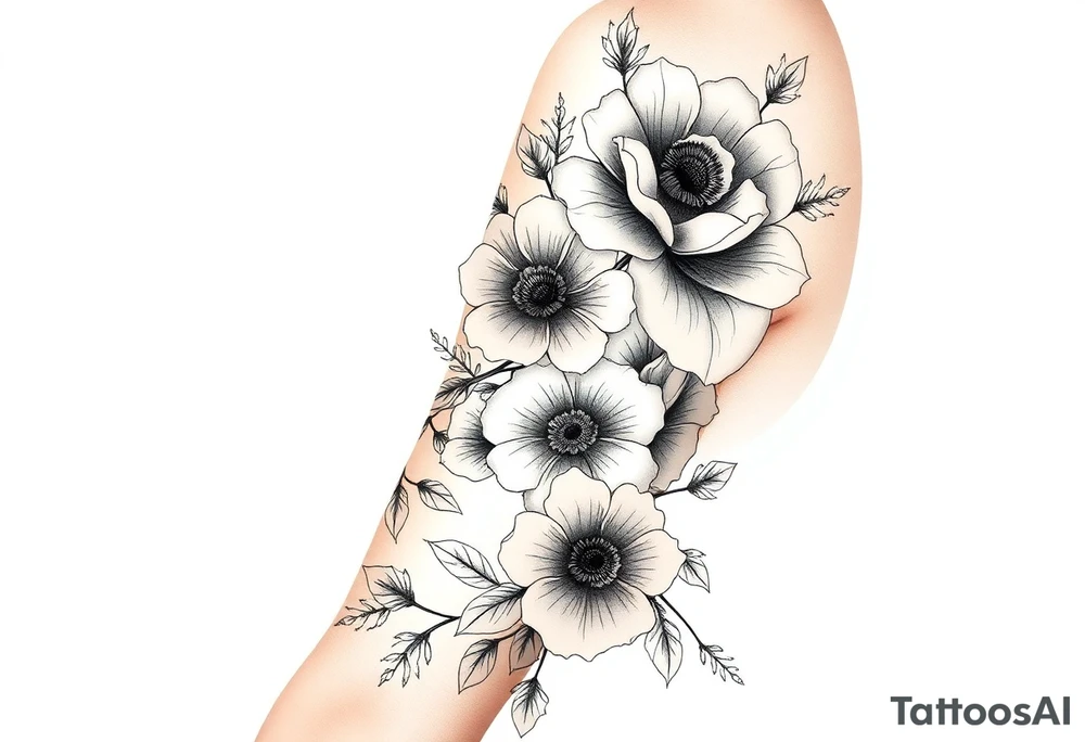 Flowers contrasting tough and feminine tattoo idea