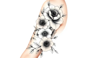 Flowers contrasting tough and feminine tattoo idea