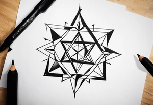 knee tattoo with unicursal hexagram tattoo idea