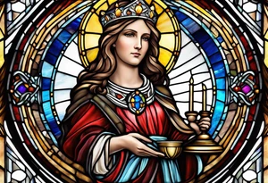 holy saint barbara stained glass holding a chalice tattoo idea
