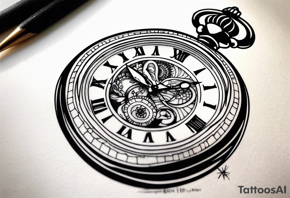 Pocket watch at 9:45 tattoo idea