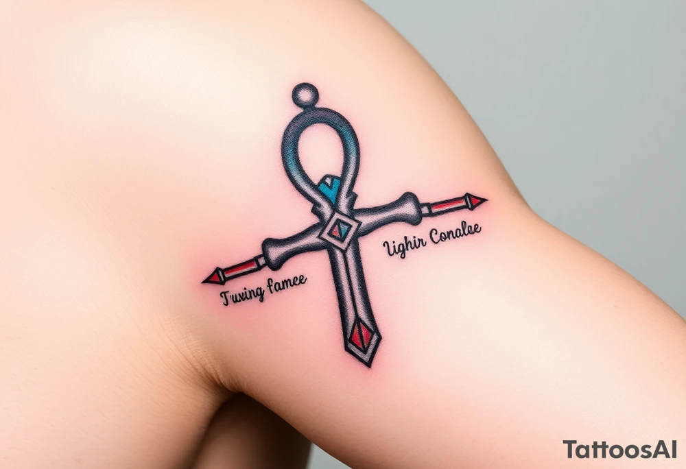 An Ankh with the Names of Your Loved Ones Written Along It(only red , blue and black are possible colors) tattoo idea