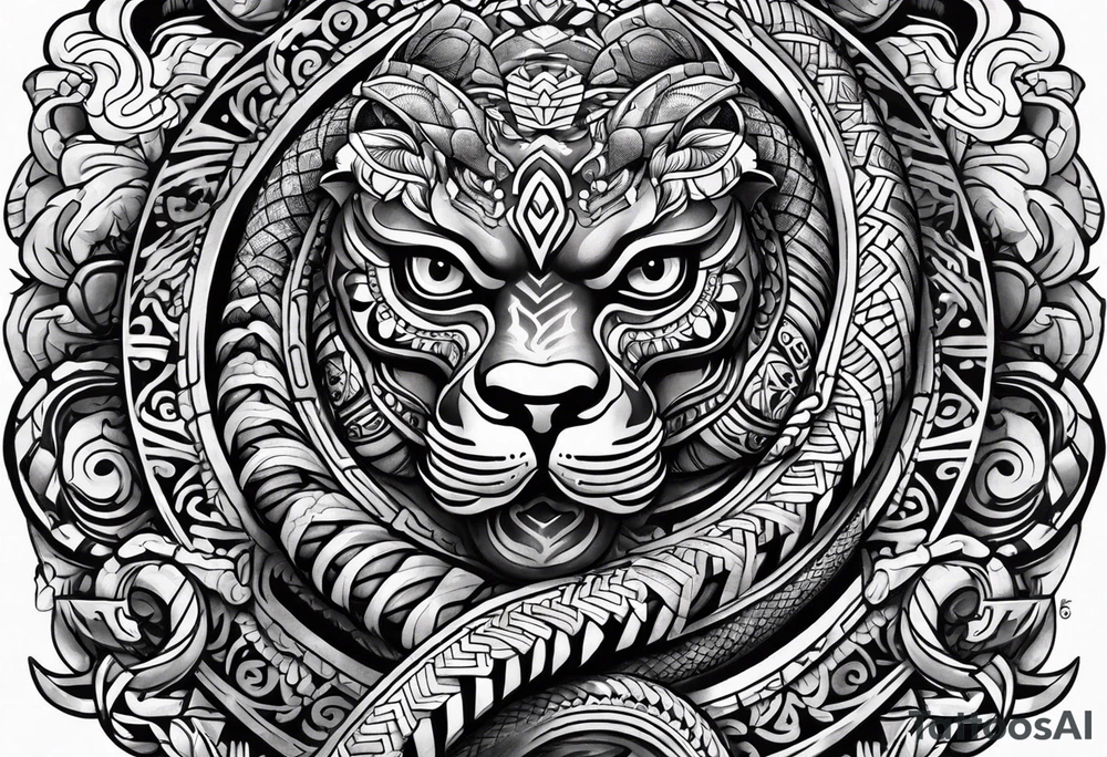 aztec snake sleeve tattoo idea