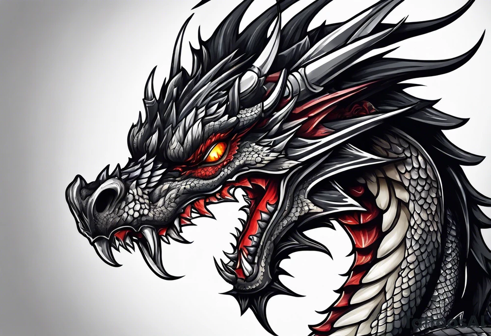 Dragon with reaper skull tattoo idea