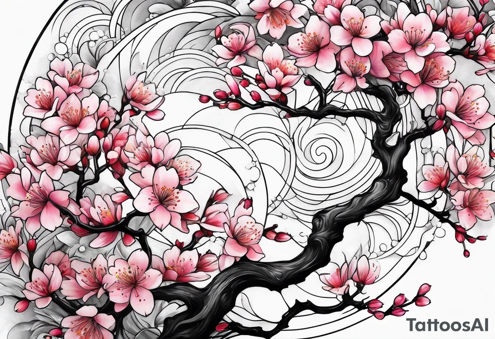Cherry blossom rainbow tattoo idea