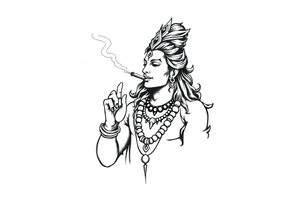 Shiva smoking a joint with one hand and spraying with another hand tattoo idea