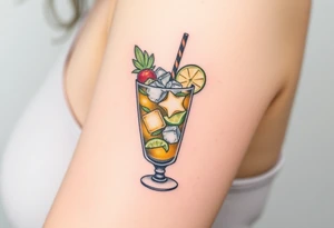 Fun Caribbean cruise cocktail with lots of garnishes and ice IN A ROCKS GLASS tattoo idea