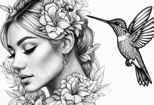 Small fine line hummingbird tattoo idea