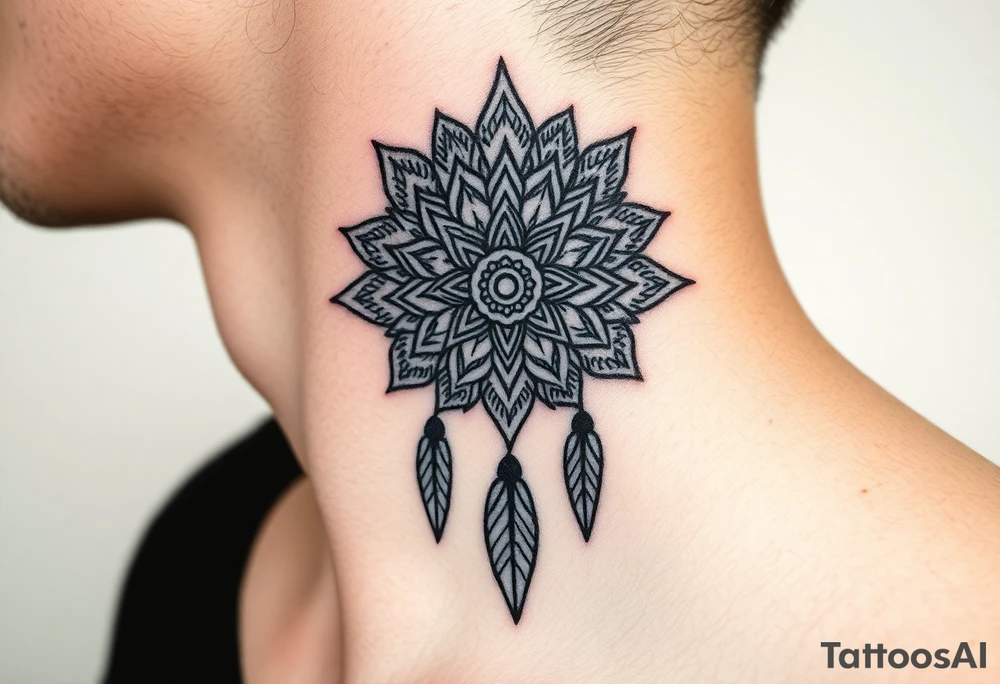 spiritual feathers ornamental mandala shaman tattoo idea